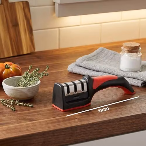 Premier Housewares Manual 3-Slot Knife Sharpener in Red and Black – 2