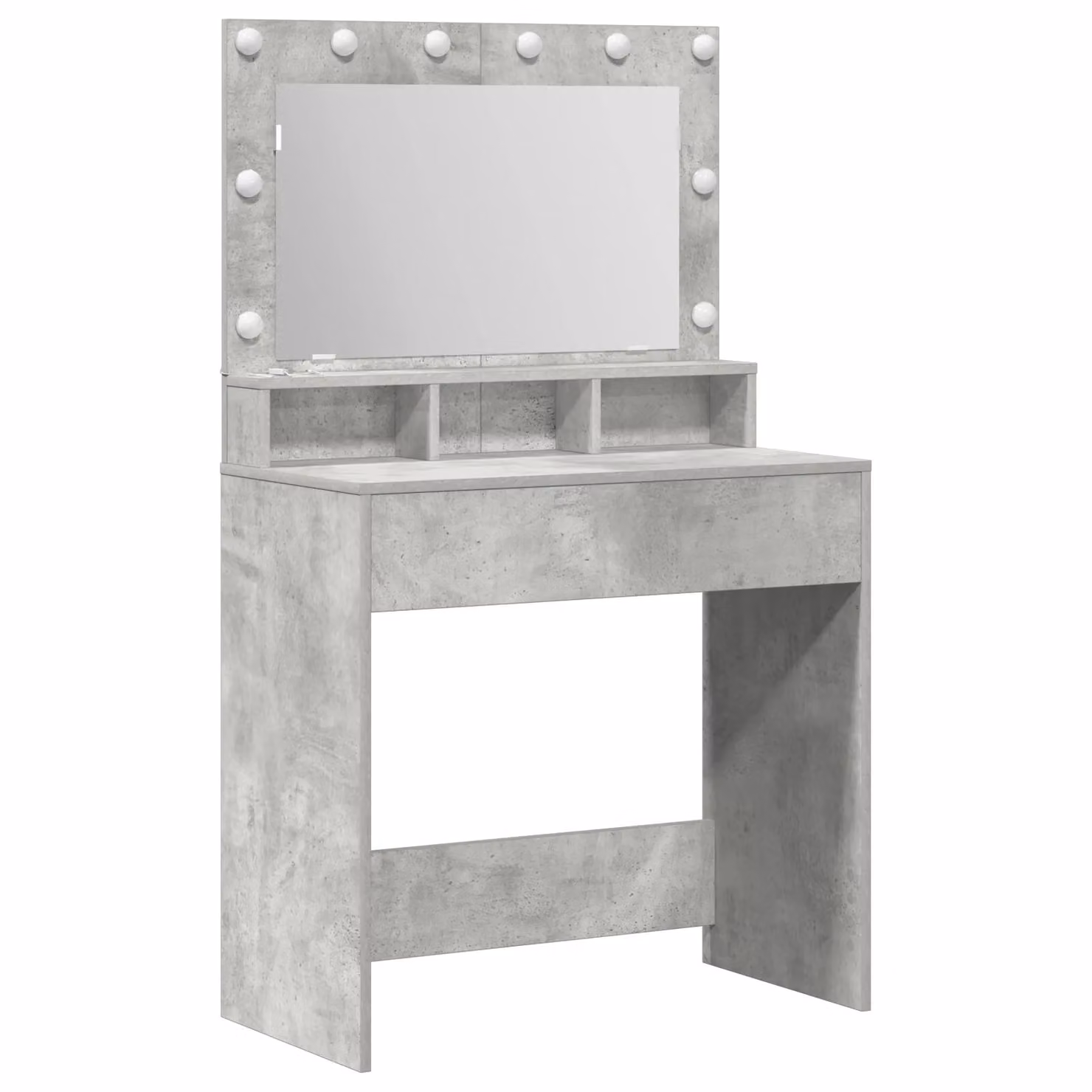 Berkfield Home Modern Dressing Table with Hollywood LED Lights in Concrete Grey, W/D/H: 79 x 41 x 135 cm – 2