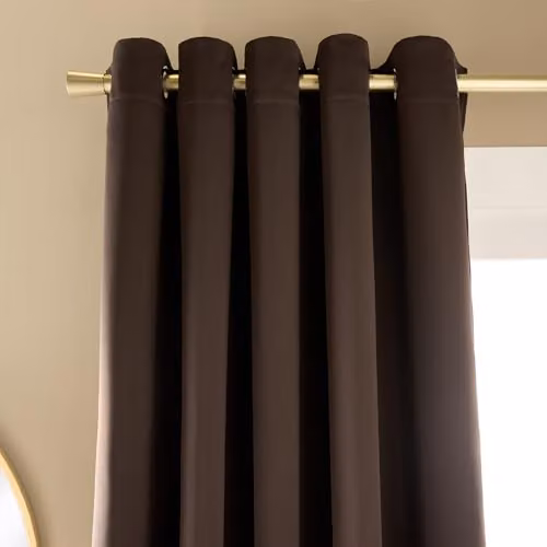 OHS Pair of Brown Thermal Blackout Eyelet Curtains, Width: 229 cm, Drop: 229 cm – 2
