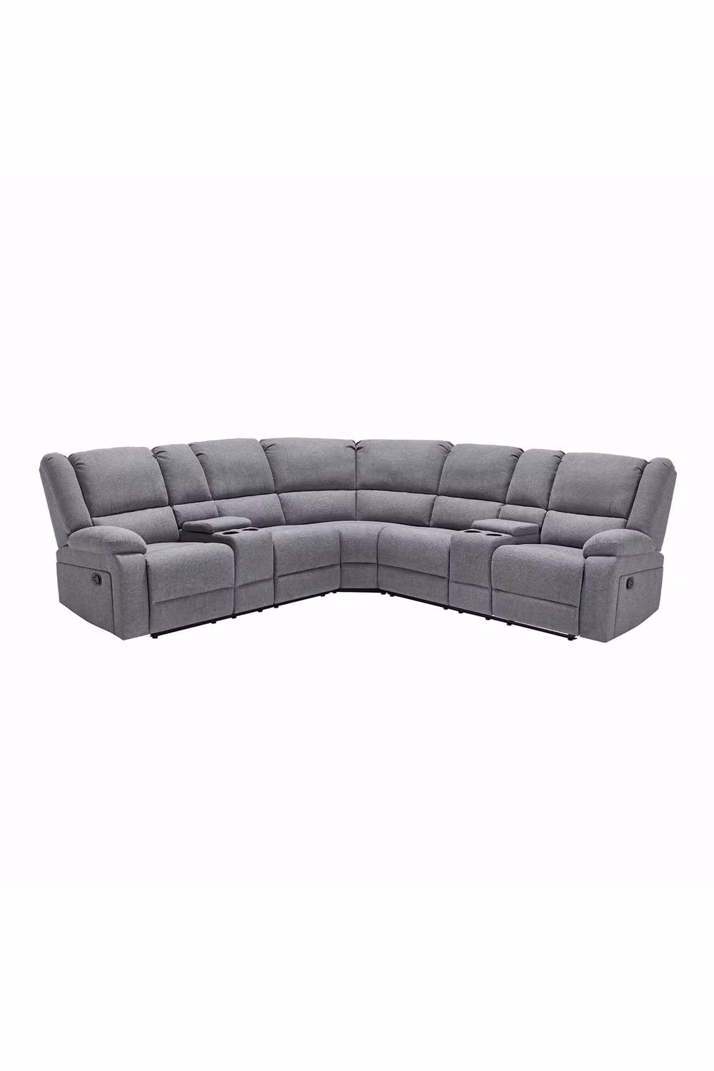 More4Homes Praga L-Shape Corner Fabric Recliner Sofa in Grey with Cup Holders – 2