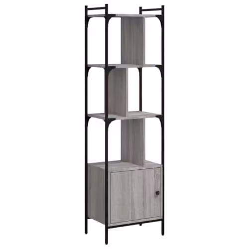 vidaXL Bookcase with Door in Grey Sonoma, W: 44.5 cm, D: 30 cm, H: 154.5 cm, Engineered Wood – 1