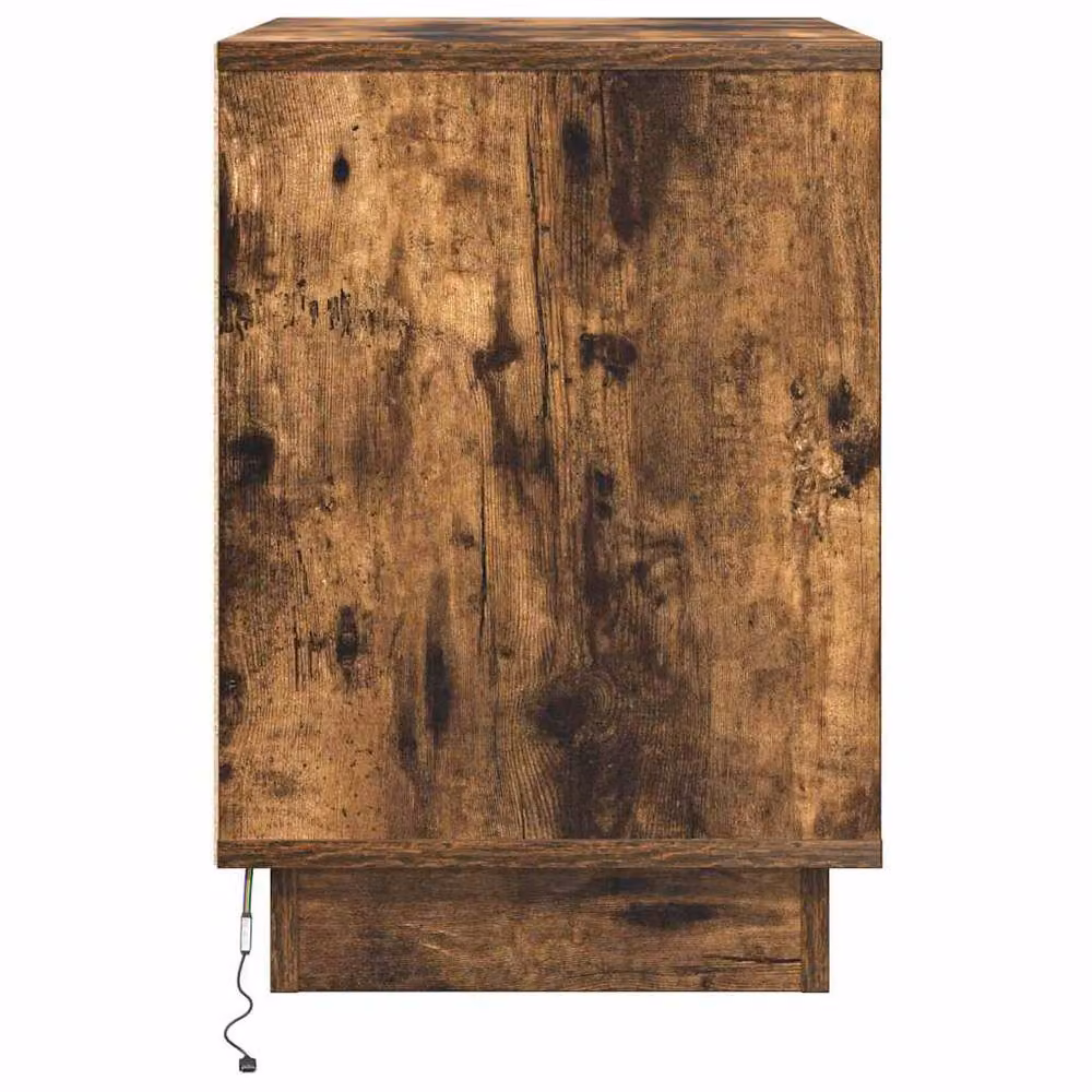 Berkfield Home Modern Bedside Cabinet with Integrated LED Lights in Smoked Oak Brown, W/D/H: 50 x 34.5 x 50 cm – 5