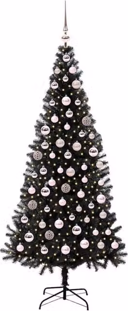 Berkfield Home Lush Christmas Tree with 300 LEDs and Stand, Black, Height: 180 cm