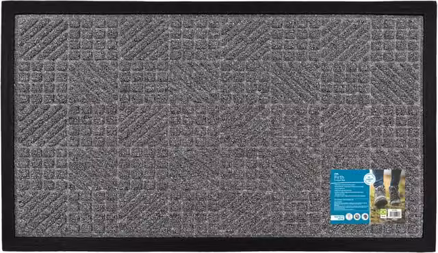 JVL Firth Grey Rubber Brushing Doormat