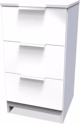 Welcome Furniture Plymouth 3 Drawer Bedside Table in White