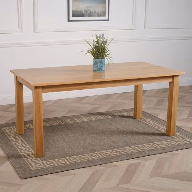 Thats Furniture Oslo Minimalist Rectangular Solid Oak Dining Table in Brown and Beige