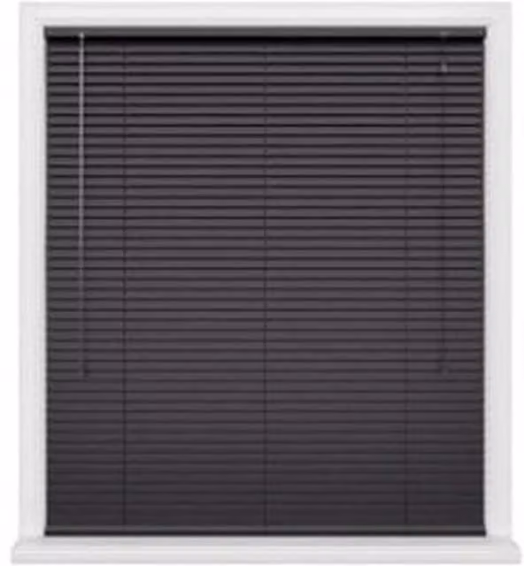 NewEdgeBlinds Black Aluminium Venetian Blinds with 25mm Slats, W: 90 cm, H: 152 cm
