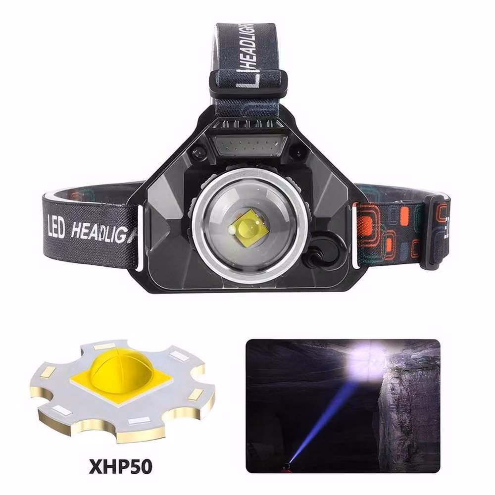 FLAVORA Rechargeable LED Head Torch with 6 Modes in Black – 2