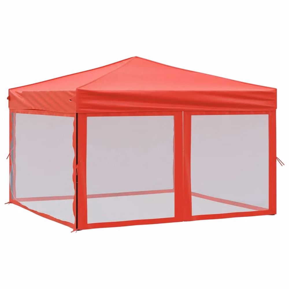 Berkfield Home Sturdy Folding Party Tent with Sidewalls, Red, W: 3 m x D: 3 m – 3