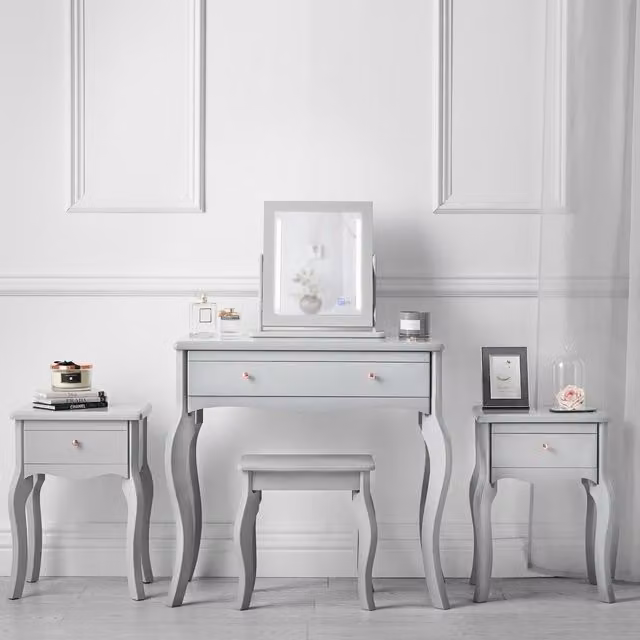 Carme Modern 5 Piece Dressing Table Set in Grey Matt Finish