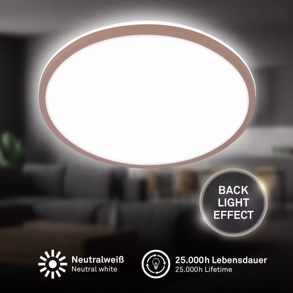 Briloner LED Ceiling Light in Umbrasand Brown, 15W, 1500lm, W/D/H: 28 x 28 x 4.2 cm – 2