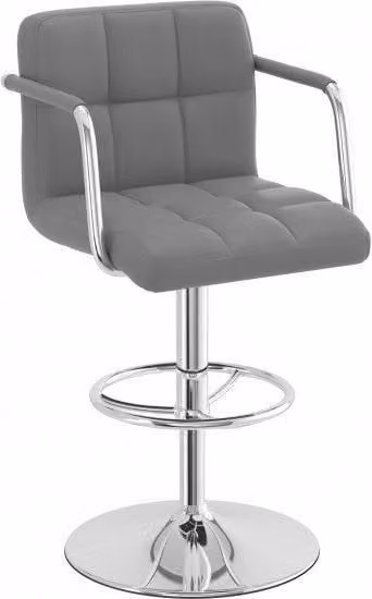 netfurniture Prime Adjustable Bar Stool with Armrests in Brown and Grey Synthetic Leather