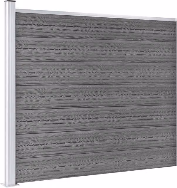 Berkfield Home Durable WPC Fence Panel Set, Grey, W: 872 cm, H: 146 cm