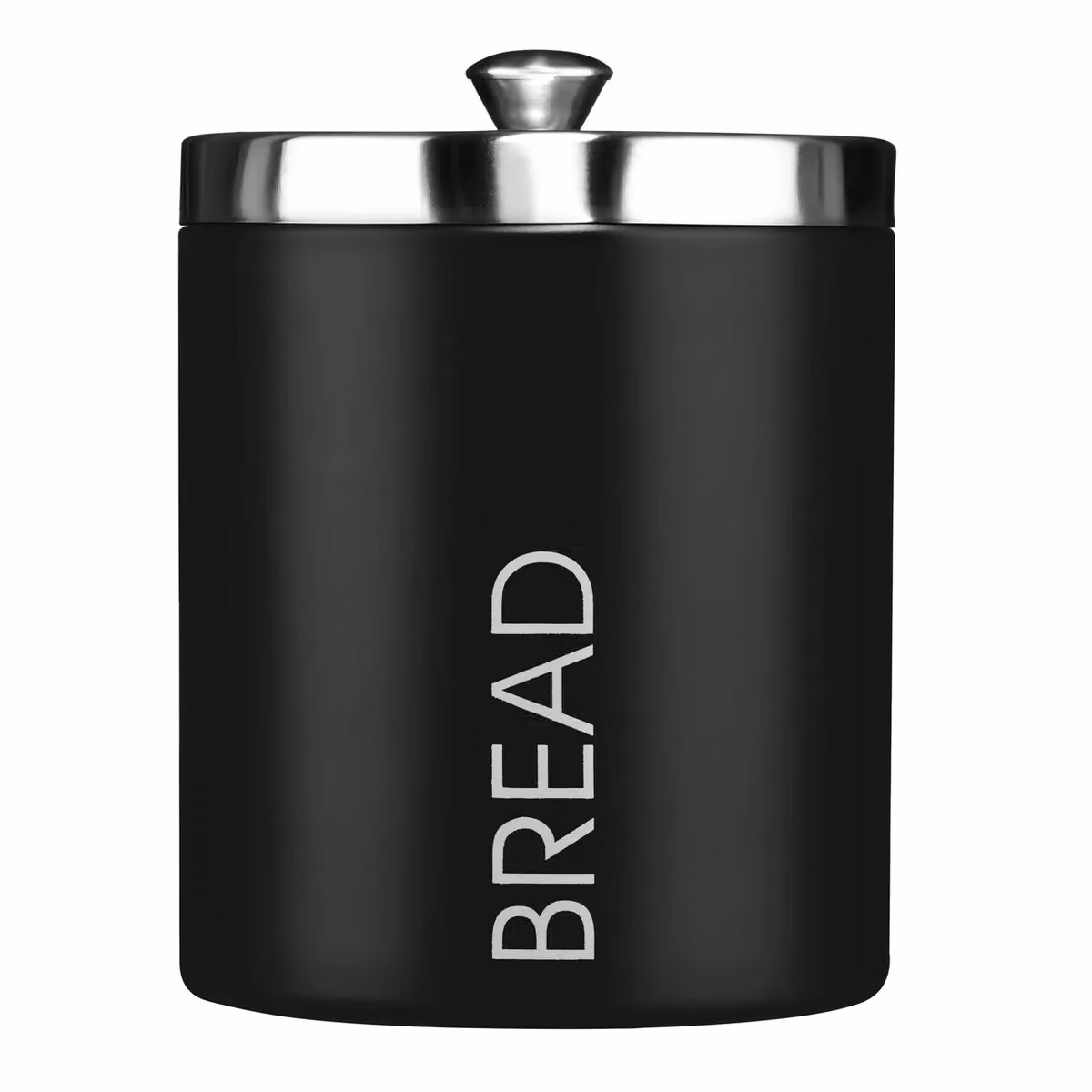 Premier Housewares Airtight Black Enamel and Stainless Steel Bread Bin with Silver Accents – 6