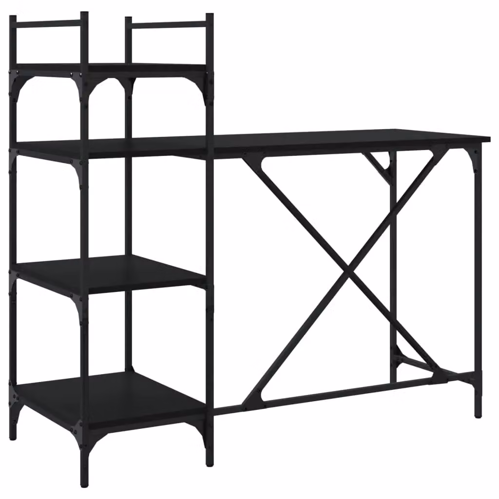Berkfield Home Computer Desk with Shelves in Black, W/D/H: 120 x 47 x 109 cm – 2