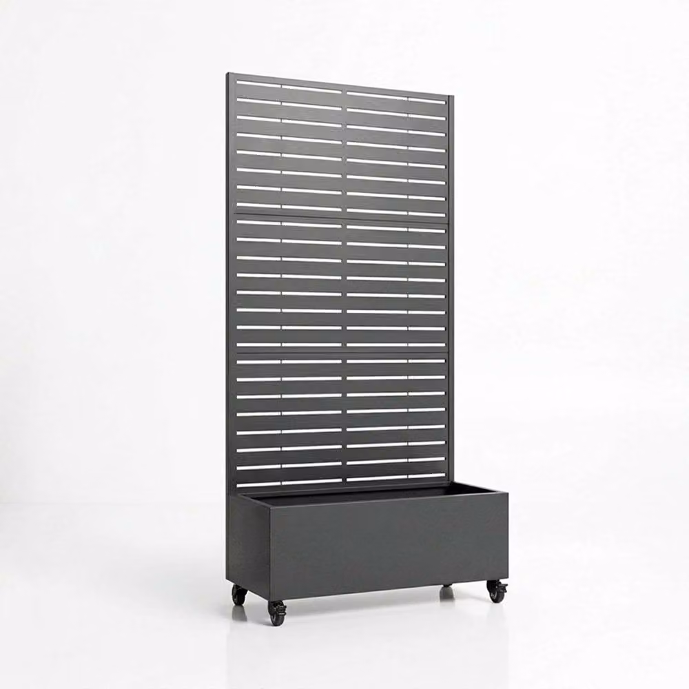 Nicoman Metal Indoor Outdoor Privacy Screen with Plant Pot, Grey, H 180 x W 90 cm – 2