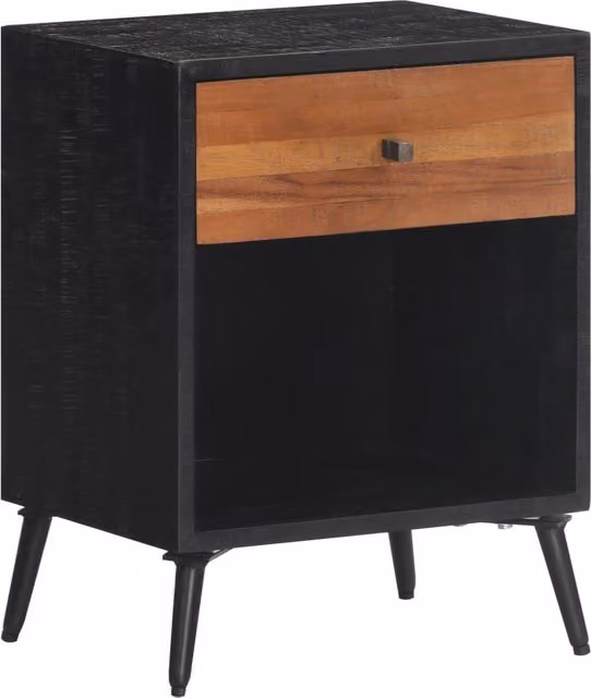 Berkfield Home Mid Century Solid Teak Wood Bedside Cabinet in Brown W/D/H: 40 x 30 x 50 cm – 1