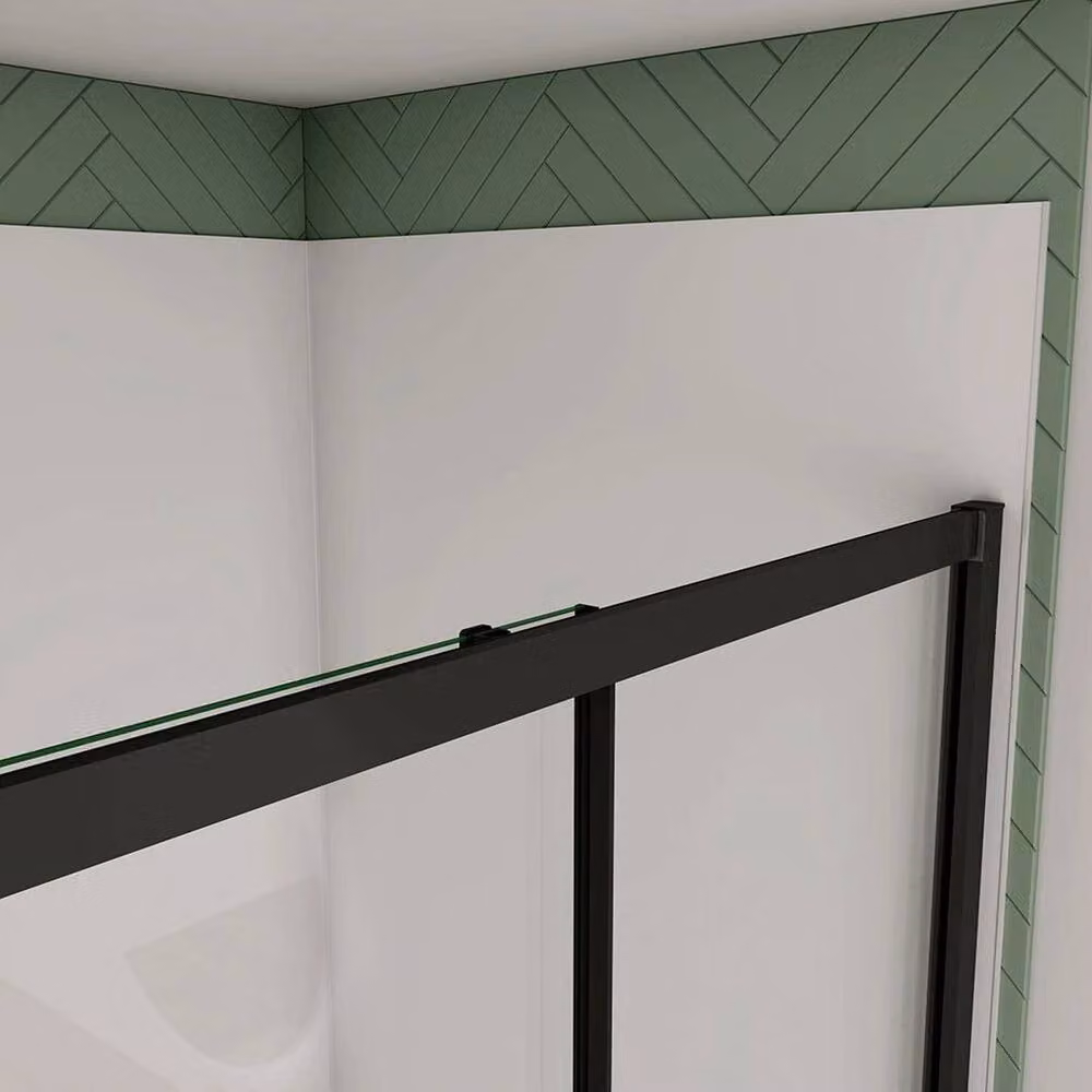 NESTLUNE Matt Black Aluminium Sliding Shower Door, H: 140 cm, W: 52 cm – 4