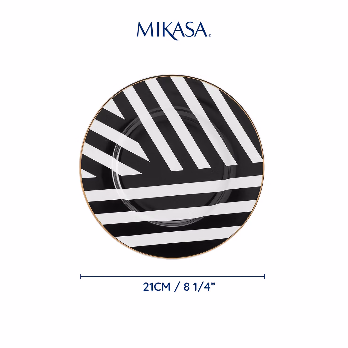 Mikasa Luxe Deco Bone China Side Plates, Set of 4, Black and Gold, Diameter: 21 cm – 3