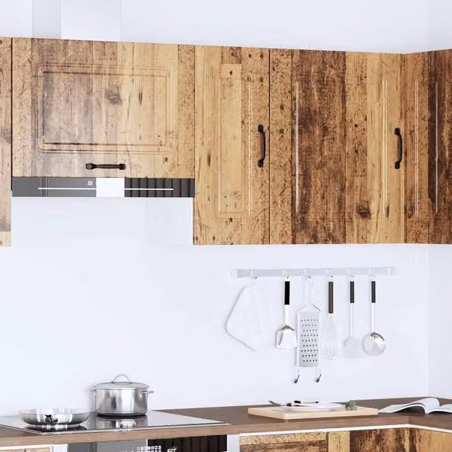 Berkfield Home Kalmar Kitchen Wall Cabinet in Brown Old Wood Engineered Wood, W/D/H: 60.0 x 20.0 x 31.0 cm – 1
