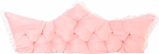 Livingandhome Crown-Shaped Tufted Plush Headboard Pillow in Pink and White, Width: 180 cm