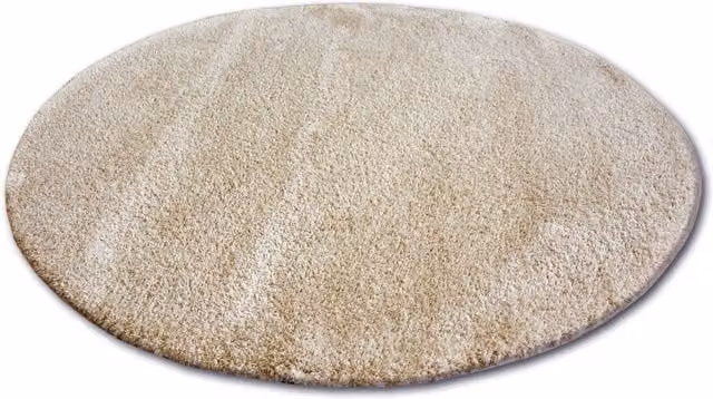 RugsX Round Micro Shaggy Beige Polyester Rug, Diameter: 100 cm
