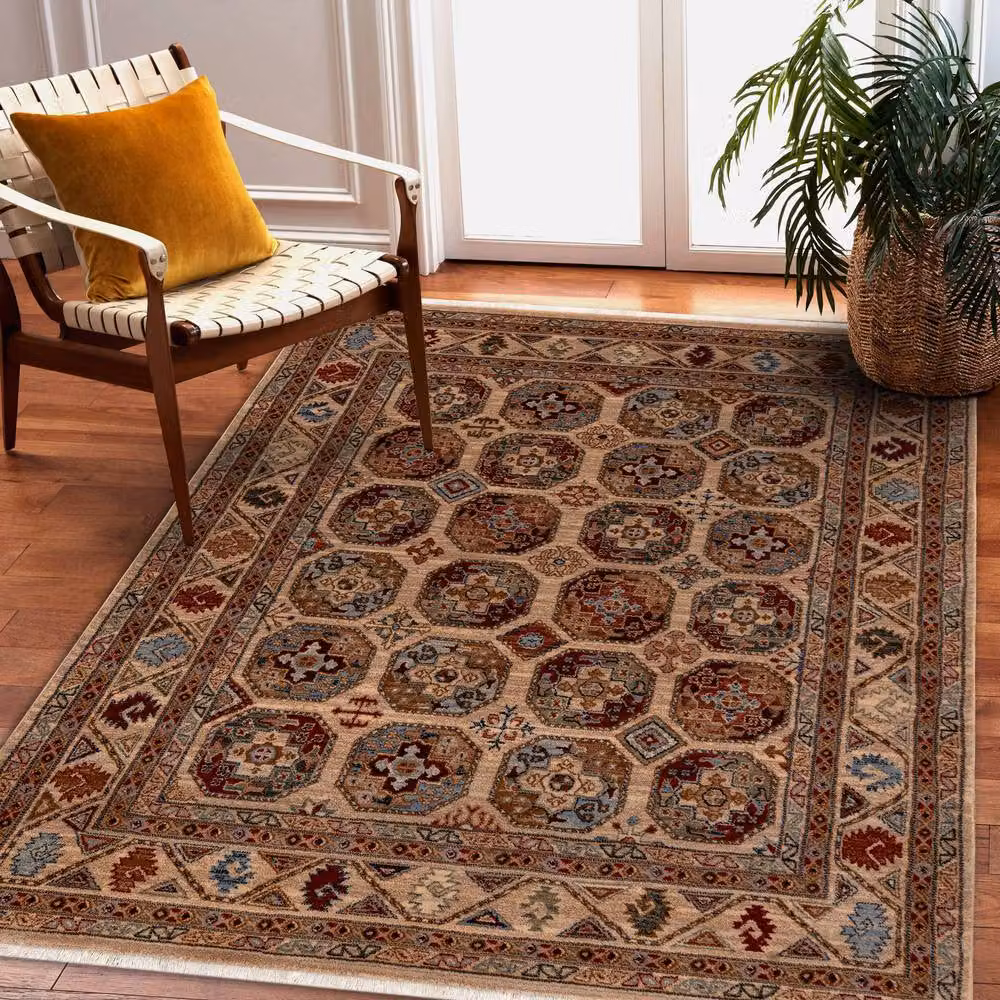 RugsX Wool Keshan Oriental Rug in Beige and Multicolour, W: 80 cm, L: 145 cm – 3