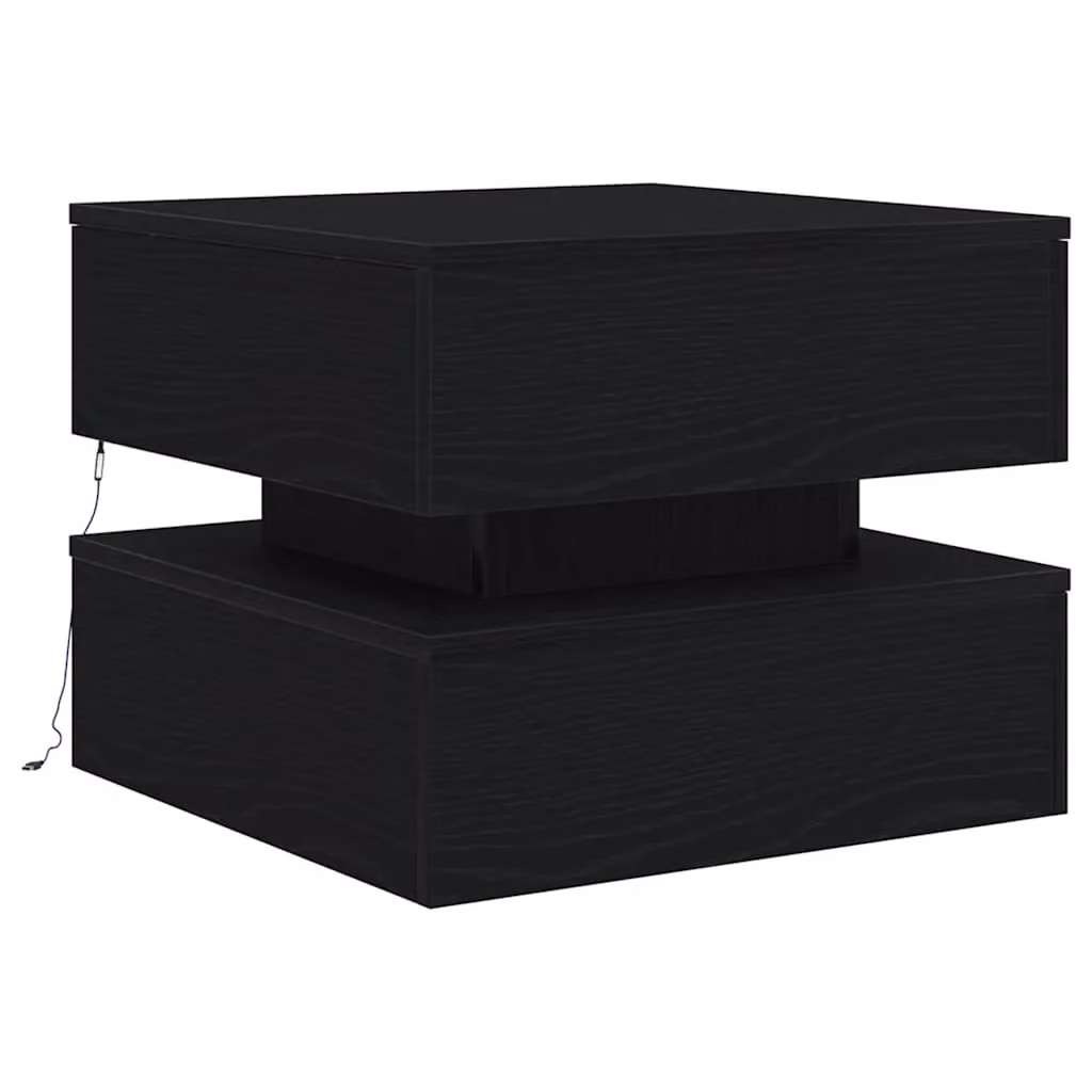 Berkfield Home Modern Square Coffee Table with LED Lights in Black Oak, W/D/H: 50 x 50 x 40 cm – 2
