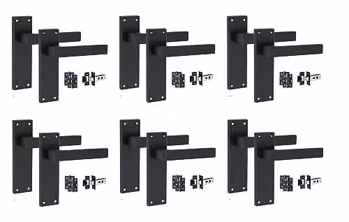 Golden Grace 6 Sets of Victorian Delta Latch Door Handles in Matt Black – 1