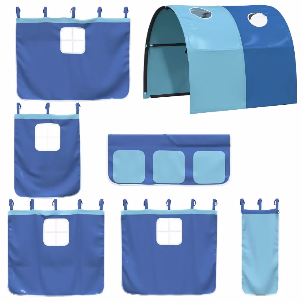 Berkfield Home Blue Polyester Opaque Fabric Panel Curtains for Childrens Loft Beds with Tunnel – 3