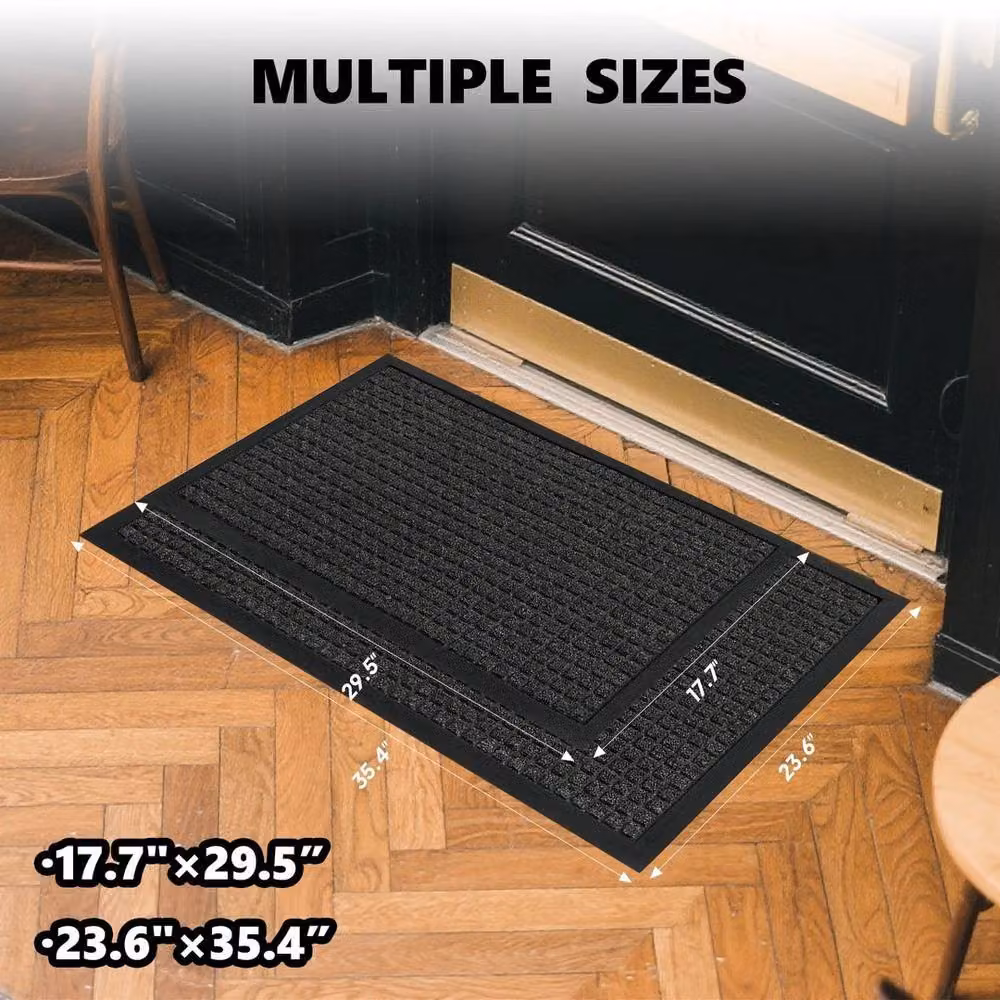 Kelvenix Large Heavy Duty Non Slip Round Rubber Back Door Mat in Black, Diameter: 100 cm – 2