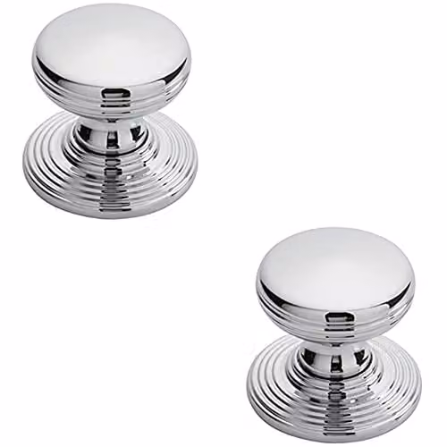 Loops 2 Pack Smooth Ringed Cupboard Door Knobs in Polished Chrome, 28mm Diameter