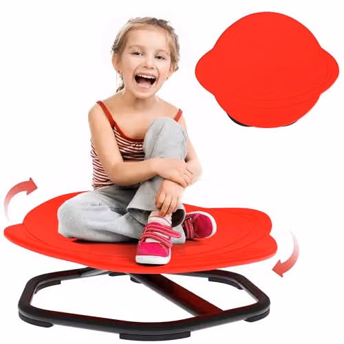 AIYAPLAY Planet-Shaped Sensory Spinning Swivel Chair for Kids in Red and Orange – 1