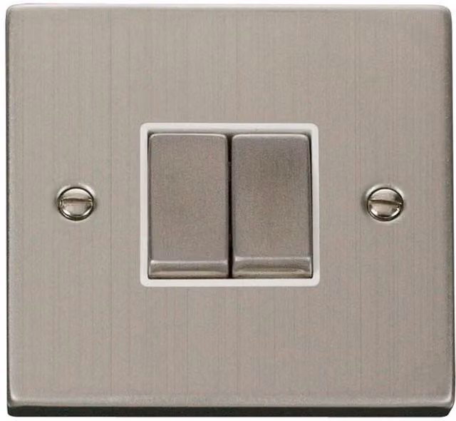 SE HOME Stainless Steel 2 Gang 2 Way Flush Two Way Light Switch in White and Silver