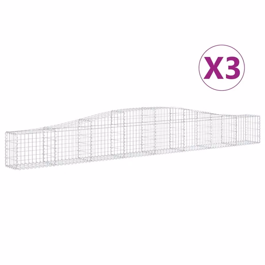 Berkfield Home Arched Gabion Baskets, 3 Piece Set, Silver Galvanised Steel, W: 400 cm, D: 30 cm, H: 40-60 cm – 2