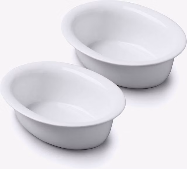 WM Bartleet & Sons White Porcelain Individual Oval Pie Dish Set of 2