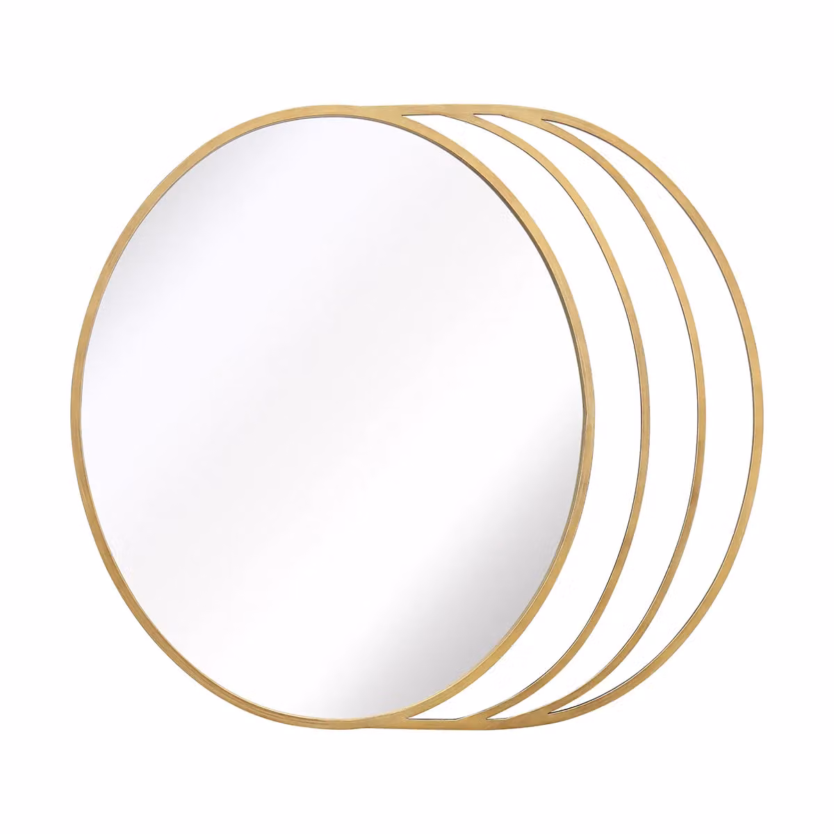 Charles Bentley Prague Round Art Deco Wall Mount Mirror in Gold Metal – 3