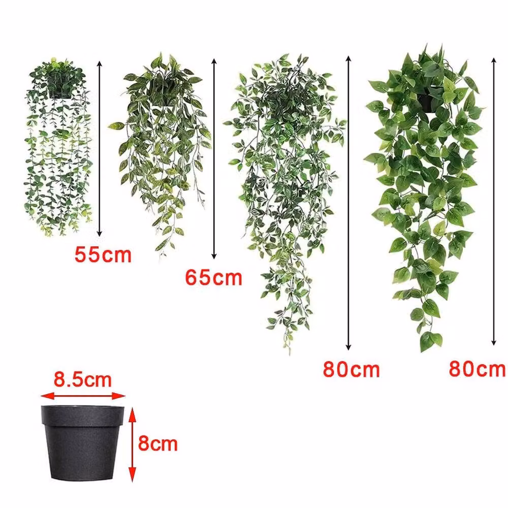 NESTLUNE 4-Pack of Green Artificial Hanging Plants with Pots, Length: 100 cm, Width: 15 cm, Depth: 15 cm – 2