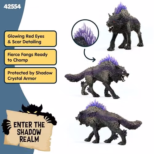 Schleich Eldrador Creatures Mythical Shadow Wolf Monster Figure in Purple with Transparent Crystals – 2