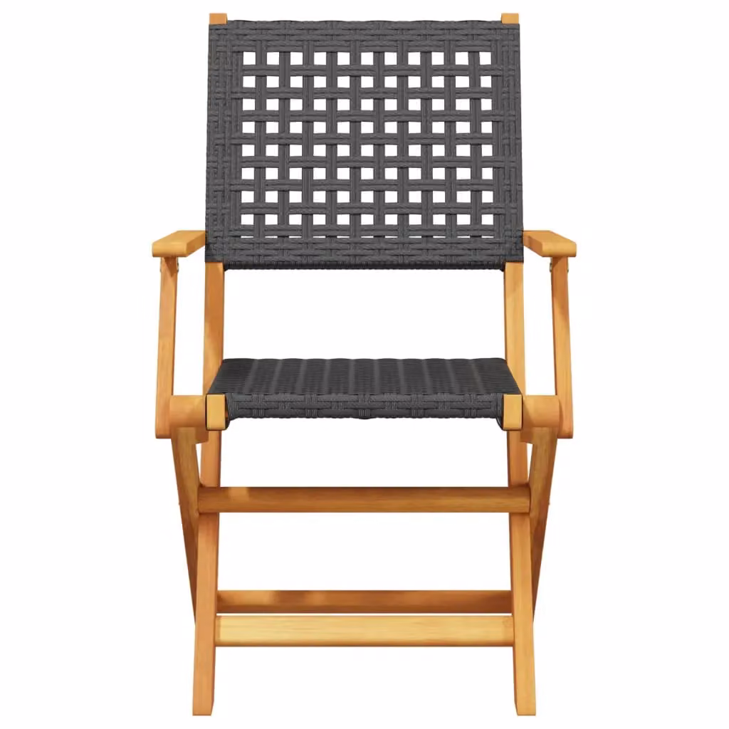 Berkfield Home 3 Piece Bistro Set in Black Poly Rattan and Acacia Wood – 3
