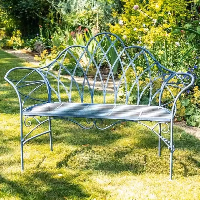 Ascalon Design Ltd Edwardian Metal Bench in Blue, W: 41 cm, D: 41 cm, H: 100 cm
