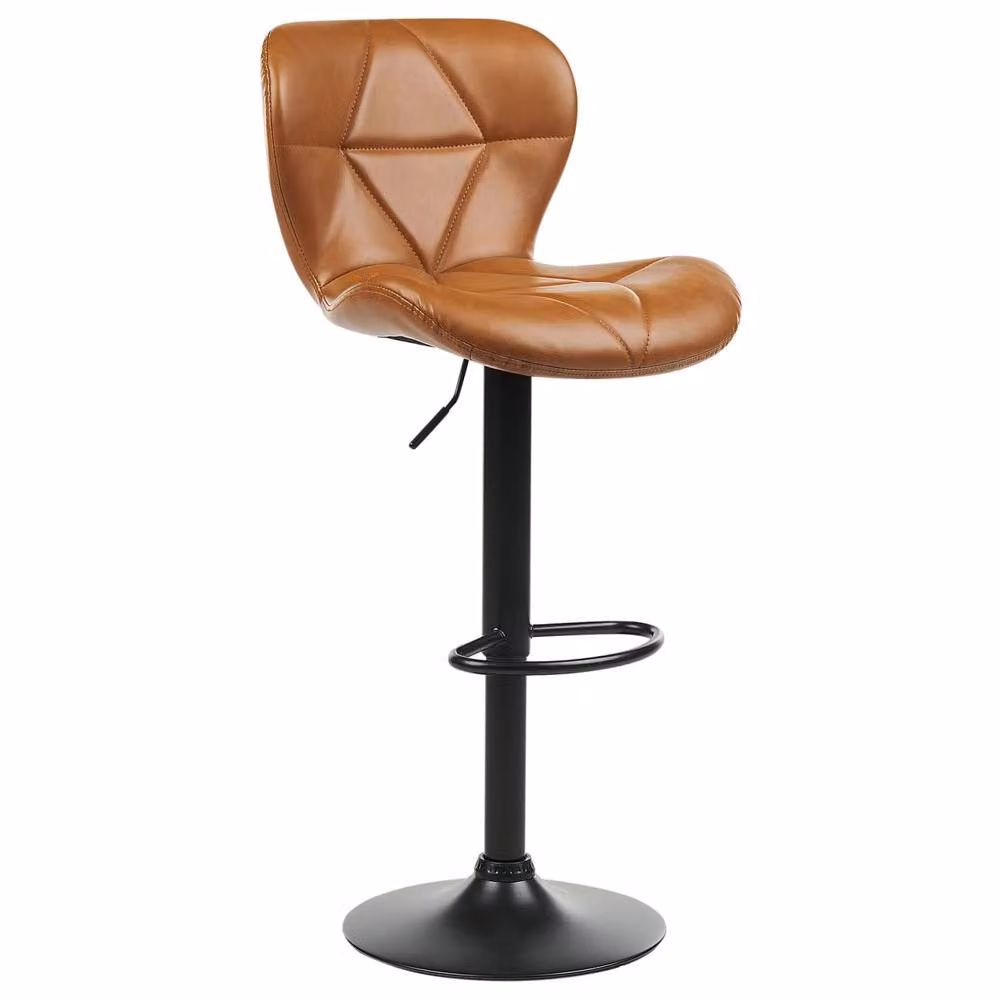 Wyld and Coco Set of 2 Brown Faux Leather 360 Degree Swivel Bar Stools – 3