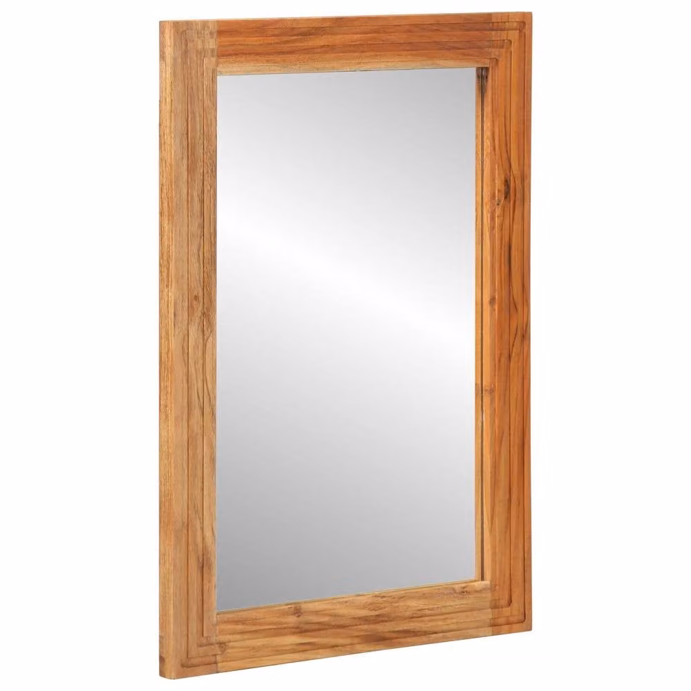 Berkfield Home Rectangular Wall Bathroom Mirror in Brown Solid Acacia Wood, W: 50 cm, H: 70 cm, D: 3 cm – 2