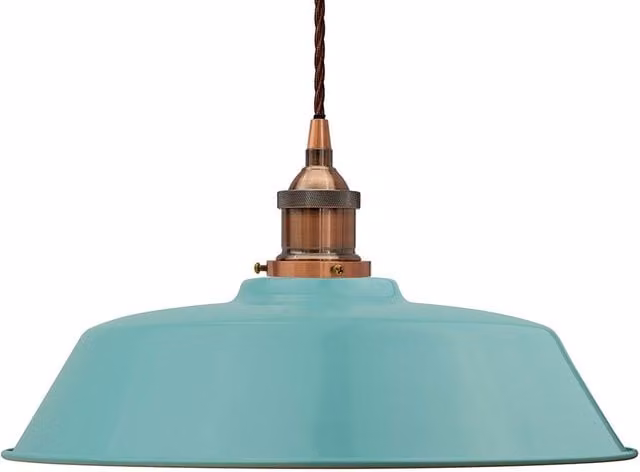 SE Home Chancery Pendant Light in Duck Egg Blue with Antique Copper and Brown Twisted Details