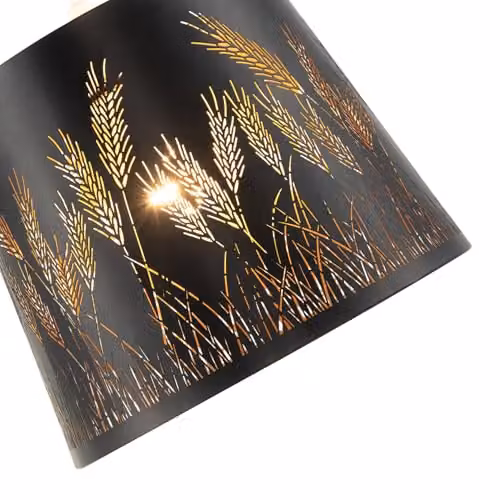 Happy Homewares Modern Corn Fields and Grass Laser Cut Metal Pendant Ceiling Light Shade in Black with Gold Inner, W/D/H: 20 x 20 x 25 cm – 2