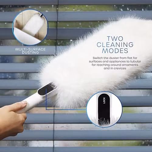 Swan 2-in-1 Microfibre Duster with Refillable Head in White – 4