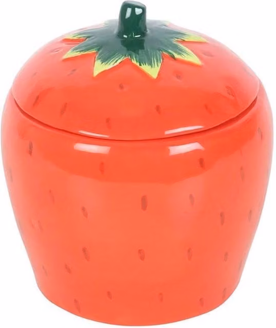 Something Different Tutti Frutti Strawberry Ceramic Candle Jar in Red