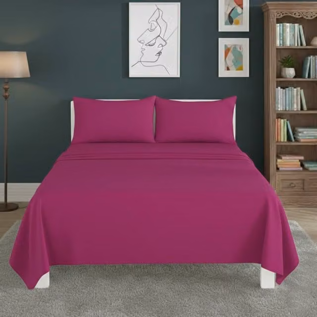 Snug City Easy Care Polycotton Flat Bed Sheet in Pink, Size: 90 x 200 cm