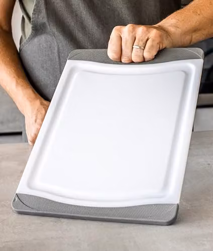 MasterClass Anti-Microbial Non-Slip Rectangular Chopping Board, White, W: 37.0 cm, D: 24.5 cm – 4