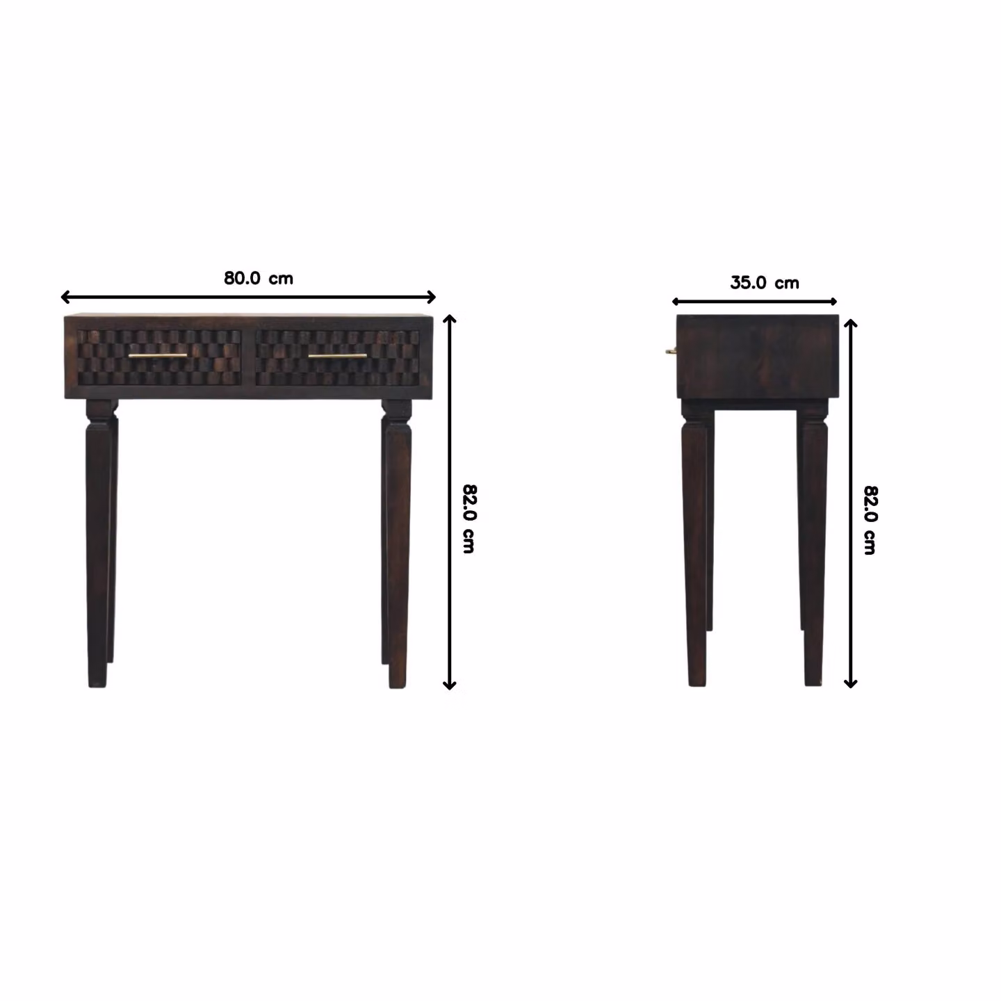 Aosom UK Arno Solid Mango Wood Console Table with 2 Drawers, Brown, W: 80 cm, D: 35 cm, H: 82 cm – 3